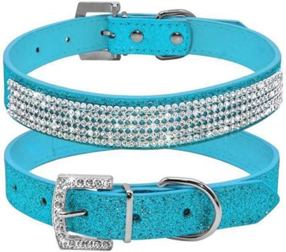 Cute Dazzling Sparkling Leather Dog Cat Rhinestone Collar Crystal Diamond Pet Dog Puppy Collar