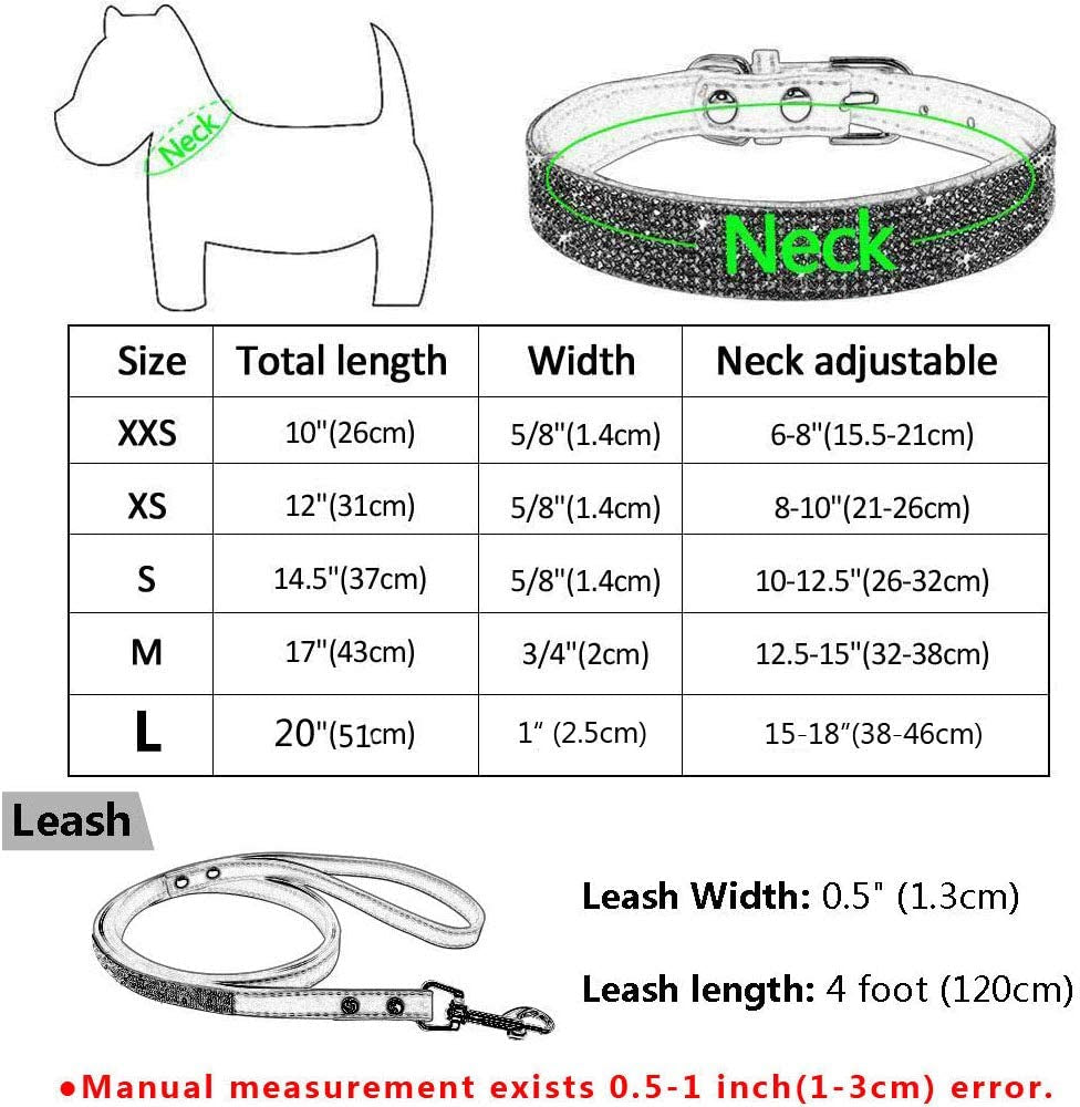 Cute Dazzling Sparkling Elegant Fancy Soft Suede Leather Bling Rhinestone Crystal Jeweled Pet Cat Dog Puppy Collar Dog Leash Combo Set